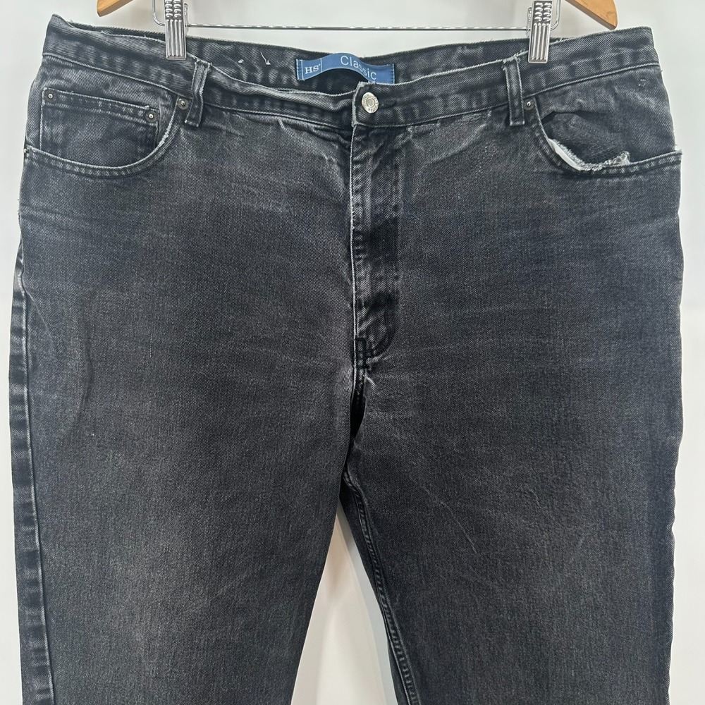 HS Classic Jeans Mens 42x32‎ Black Denim Cotton Straight Leg 5-Pocket Outdoor